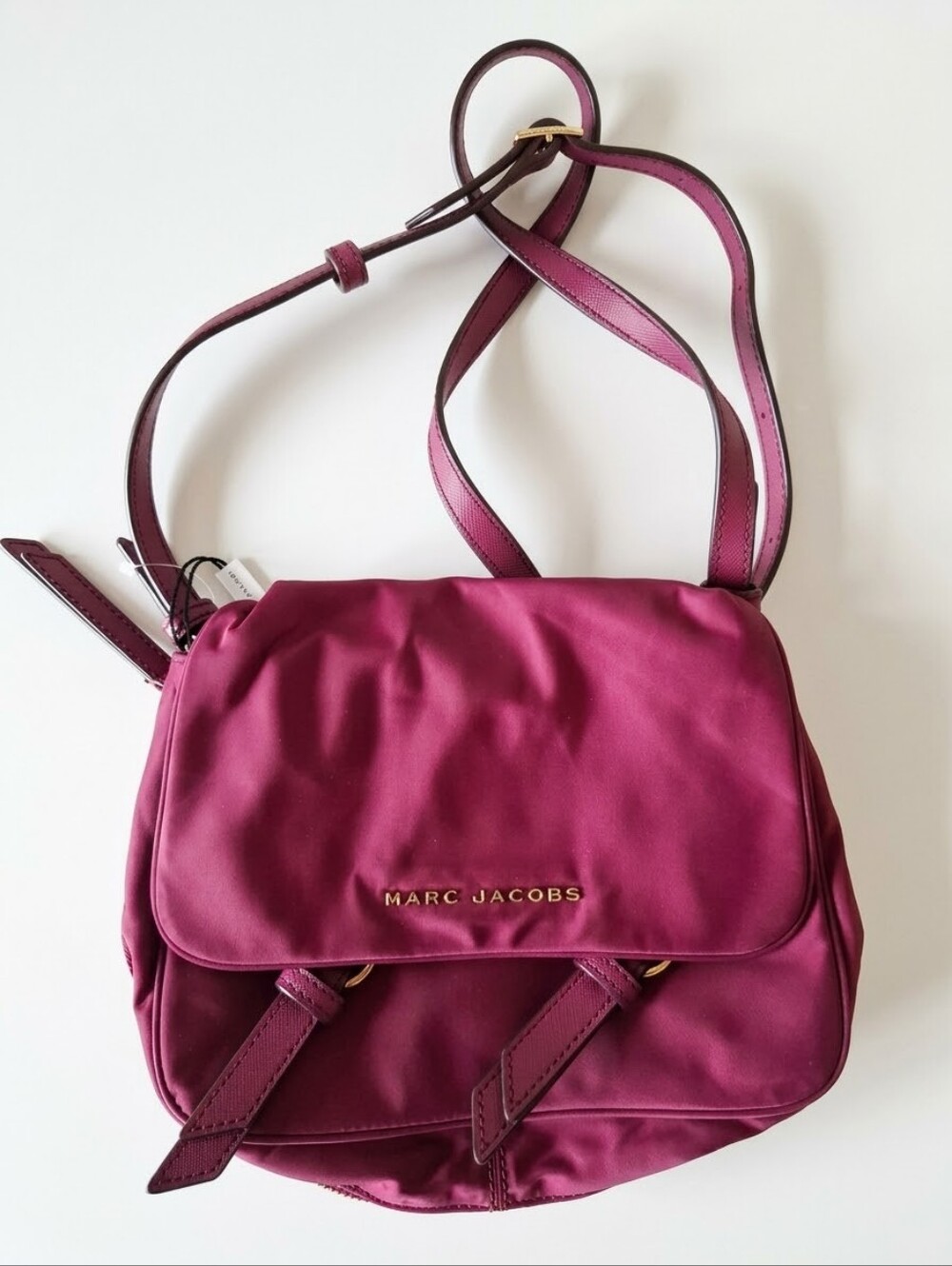NWOT Marc Jacobs Magenta Nylon Crossbody Bag with Leather Trim + Dust Bag